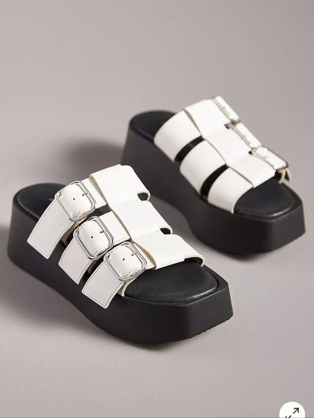 Anthropologie Platform Triple Strap Sandals Size 40 Chunky Slide
